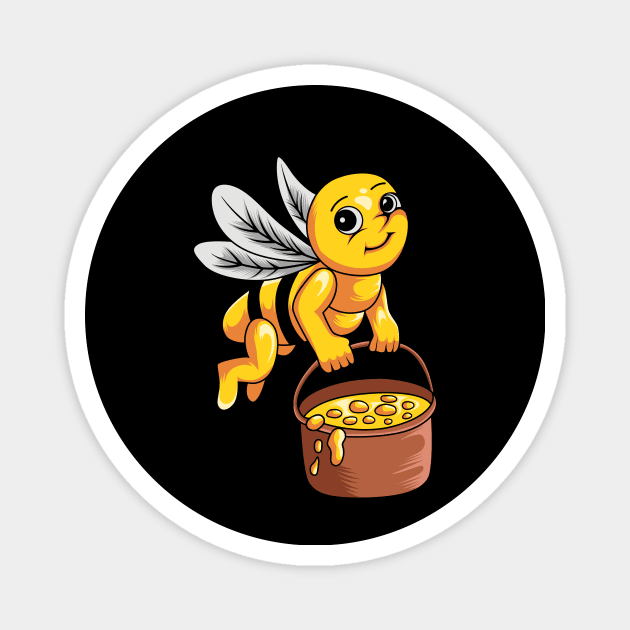 Bee Carrying Honey Pot Magnet by Marciano Graphic